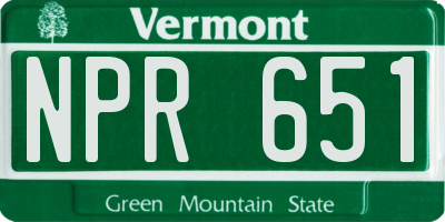 VT license plate NPR651