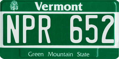 VT license plate NPR652