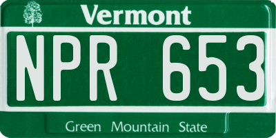 VT license plate NPR653