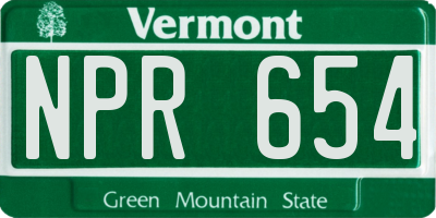 VT license plate NPR654