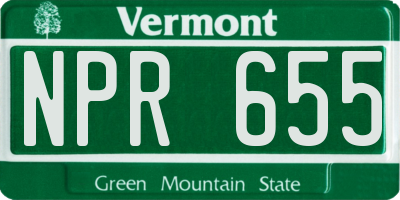 VT license plate NPR655