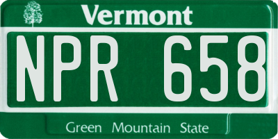 VT license plate NPR658