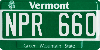 VT license plate NPR660