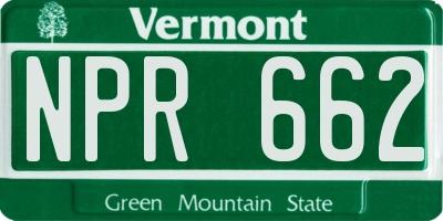 VT license plate NPR662