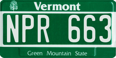 VT license plate NPR663