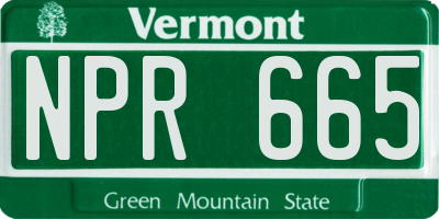 VT license plate NPR665