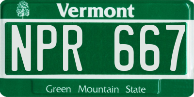 VT license plate NPR667