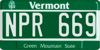 VT license plate NPR669
