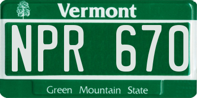 VT license plate NPR670