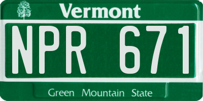 VT license plate NPR671