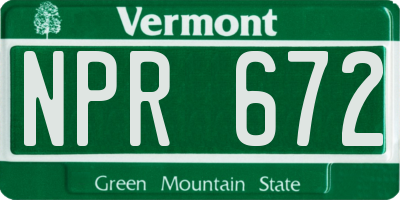 VT license plate NPR672