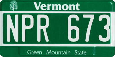VT license plate NPR673