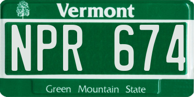 VT license plate NPR674