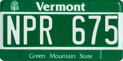 VT license plate NPR675