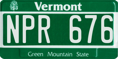 VT license plate NPR676