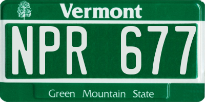 VT license plate NPR677