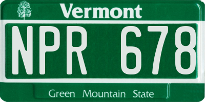 VT license plate NPR678