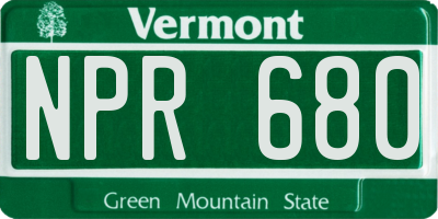 VT license plate NPR680
