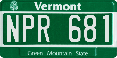 VT license plate NPR681