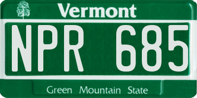 VT license plate NPR685
