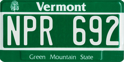VT license plate NPR692