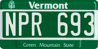 VT license plate NPR693