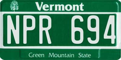 VT license plate NPR694