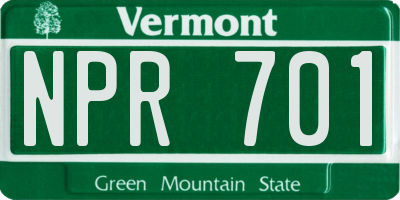 VT license plate NPR701