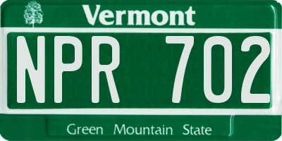 VT license plate NPR702