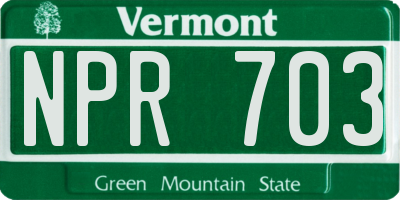 VT license plate NPR703