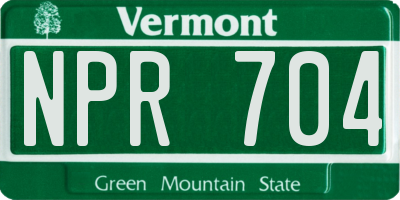 VT license plate NPR704