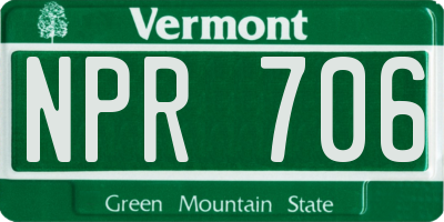 VT license plate NPR706