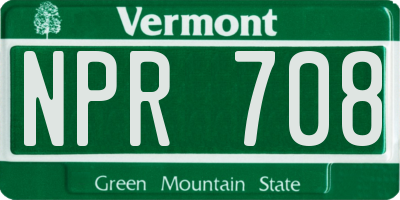 VT license plate NPR708