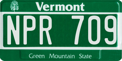 VT license plate NPR709