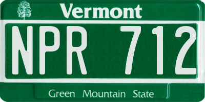 VT license plate NPR712
