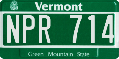 VT license plate NPR714