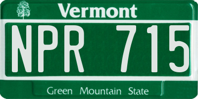 VT license plate NPR715