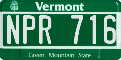 VT license plate NPR716