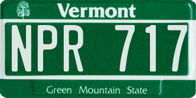 VT license plate NPR717