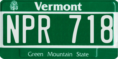 VT license plate NPR718