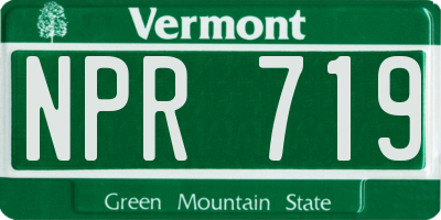 VT license plate NPR719