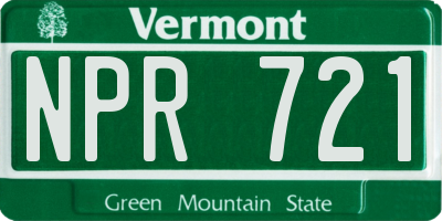 VT license plate NPR721