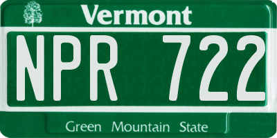 VT license plate NPR722