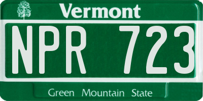 VT license plate NPR723