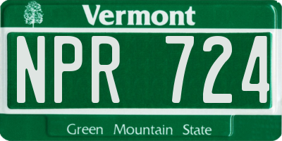 VT license plate NPR724