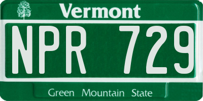 VT license plate NPR729