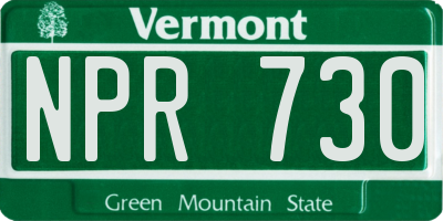 VT license plate NPR730