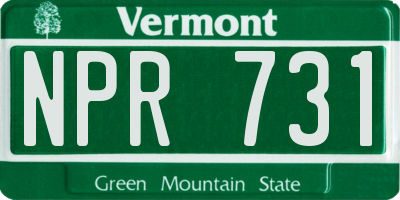 VT license plate NPR731