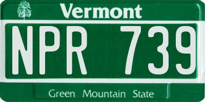 VT license plate NPR739