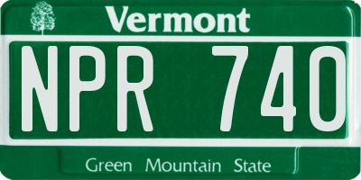 VT license plate NPR740